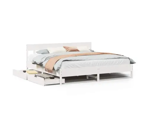 Gulta Bez Matrača, Balts, 180X200 Cm, Priedes Masīvkoks Vidaxl