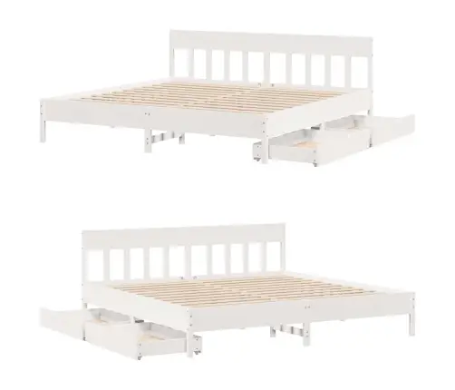 Gulta Bez Matrača, Balts, 180X200 Cm, Priedes Masīvkoks Vidaxl