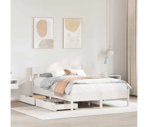 Gulta Bez Matrača, Balts, 160X200 Cm, Priedes Masīvkoks Vidaxl