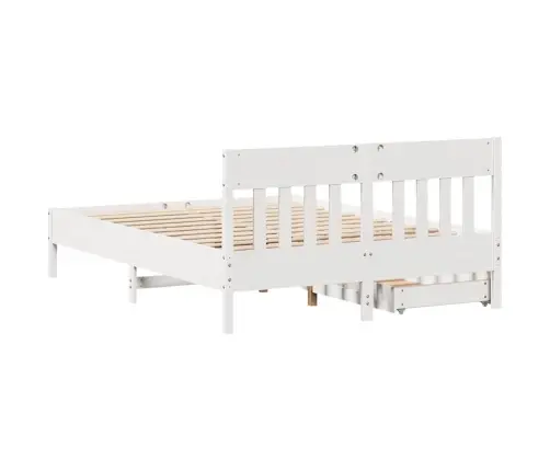 Gulta Bez Matrača, Balts, 150X200 Cm, Priedes Masīvkoks Vidaxl