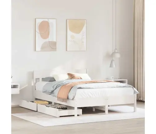 Lovos Rėmas Be Čiužinio, Baltas, 140X200cm Pušies Masyvas