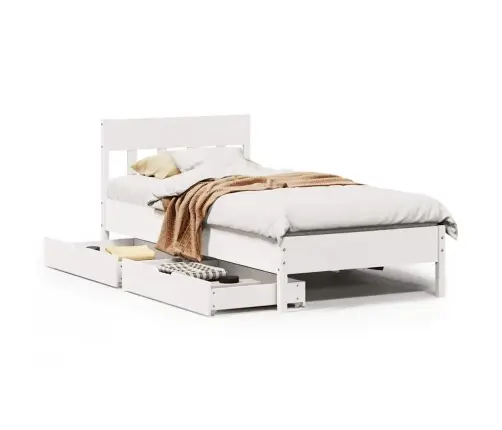 Gulta Bez Matrača, Balts, 100X200 Cm, Priedes Masīvkoks Vidaxl