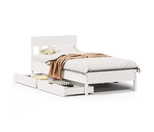 Gulta Bez Matrača, Balts, 90X200 Cm, Priedes Masīvkoks Vidaxl