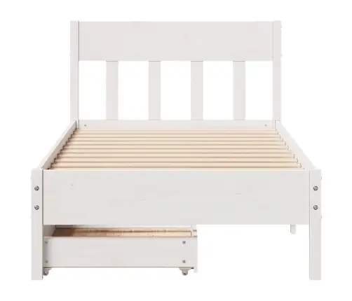 Gulta Bez Matrača, Balts, 90X200 Cm, Priedes Masīvkoks Vidaxl