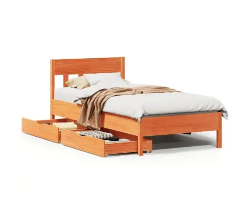 Voodiraam Ilma Madratsita, Vahapruun, 90 X 190 cm Männipuit