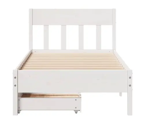 Gulta Bez Matrača, Balts, 75X190 Cm, Priedes Masīvkoks Vidaxl Gulta Bez Matrača, Balts, 75X190 Cm, Priedes Masīvkoks Vidaxl