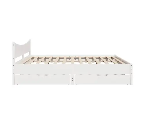 Voodiraam Sahtlitega, Valge, 200 X 200 cm Männipuit