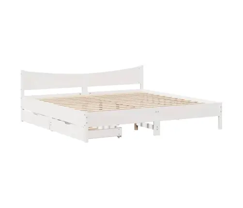 Voodiraam Sahtlitega, Valge, 180 X 200 cm Männipuit