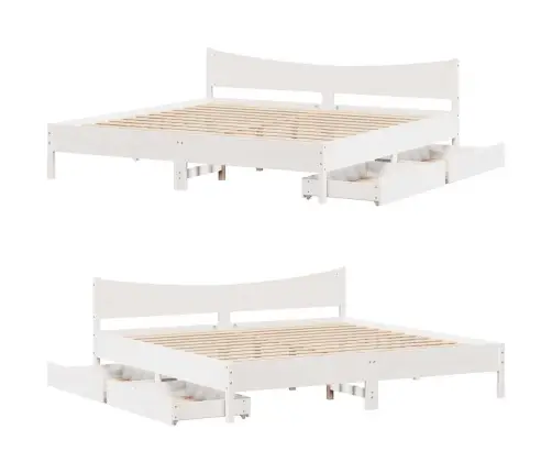 Voodiraam Sahtlitega, Valge, 180 X 200 cm Männipuit