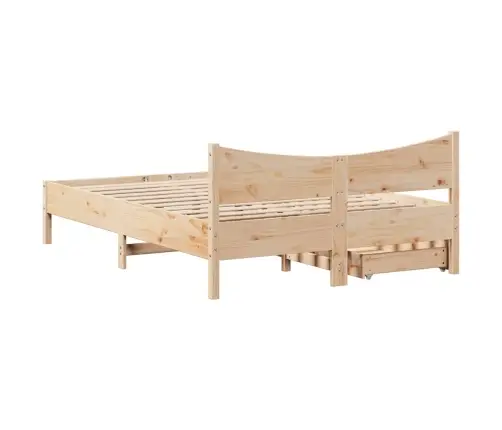 Lovos Rėmas Su Stalčiais, 140X200cm Pušies Medienos Masyvas