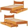 Gultas Rāmis Ar Atvilktnēm, 75X190 Cm, Priedes Masīvkoks Vidaxl