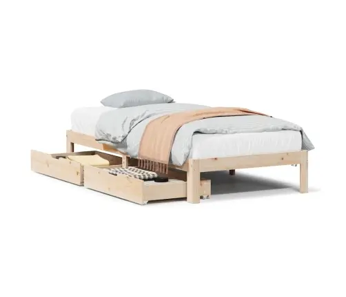 Lovos Rėmas Su Stalčiais, 90X190cm Pušies Medienos Masyvas