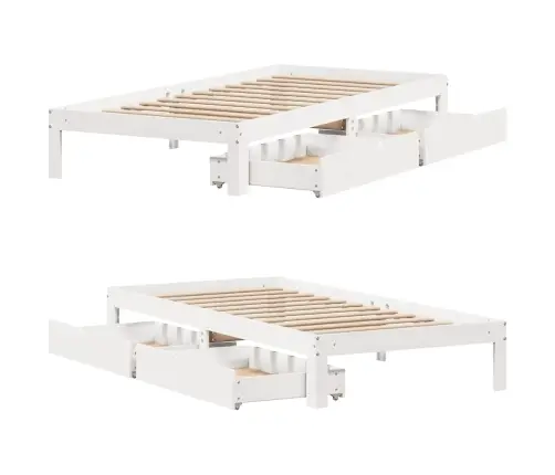 Gultas Rāmis Ar Atvilktnēm, Bez Matrača, Balts, 90X190 Cm Vidaxl