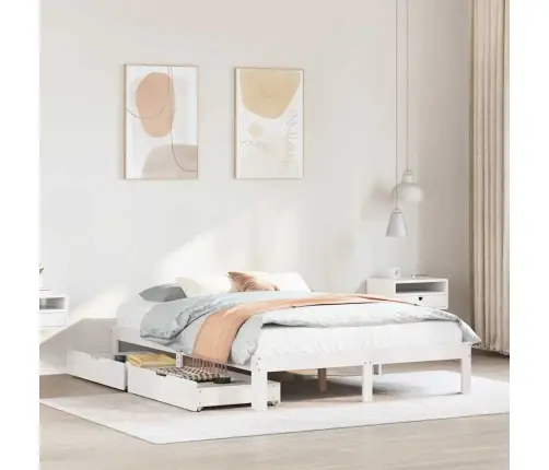 Gultas Rāmis Ar Atvilktnēm, Bez Matrača, Balts, 120X190 Cm Vidaxl