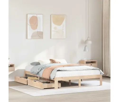 Gultas Rāmis Ar Atvilktnēm, Bez Matrača, 135X190 Cm Vidaxl