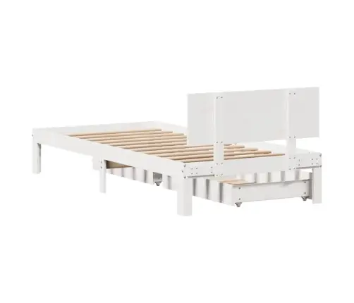 Lovos Rėmas Su Stalčiais, Baltas, 90X190cm Pušies Masyvas