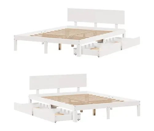 Gultas Rāmis Ar Atvilktnēm, Bez Matrača, Balts, 120X190 Cm Vidaxl