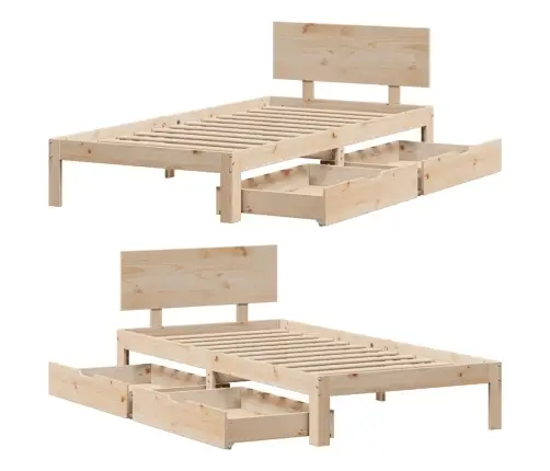 Gultas Rāmis Ar Atvilktnēm, Bez Matrača, 90X200 Cm Vidaxl