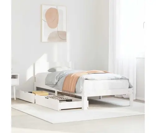 Sahtlitega Voodiraam, Ilma Madratsita, Valge, 90X200 Cm