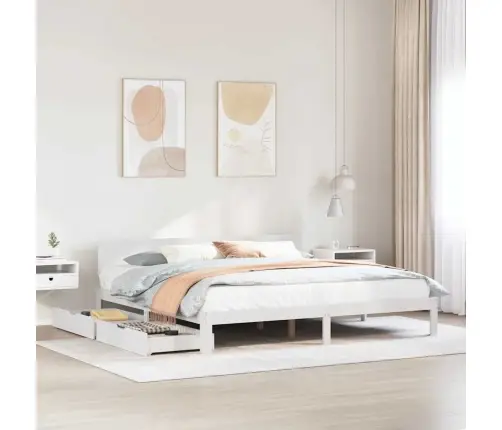 Gultas Rāmis Ar Atvilktnēm, Bez Matrača, Balts, 180X200 Cm Vidaxl