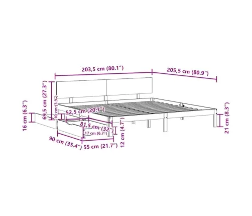 Lovos Rėmas Su Stalčiais, 200X200cm Pušies Medienos Masyvas
