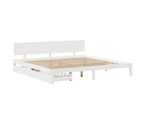 Gultas Rāmis Ar Atvilktnēm, Bez Matrača, Balts, 200X200 Cm Vidaxl