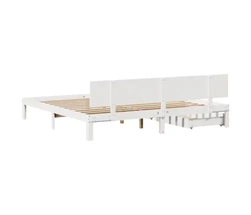 Gultas Rāmis Ar Atvilktnēm, Bez Matrača, Balts, 200X200 Cm Vidaxl
