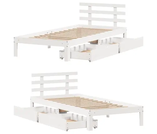 Gultas Rāmis Ar Atvilktnēm, Bez Matrača, Balts, 90X190 Cm Vidaxl