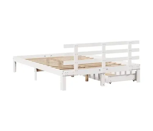 Gultas Rāmis Ar Atvilktnēm, Bez Matrača, Balts, 150X200 Cm Vidaxl