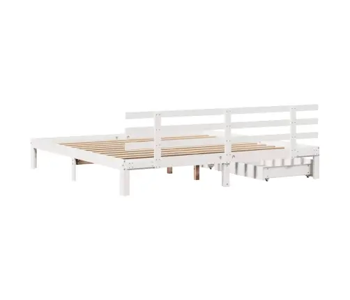 Lovos Rėmas Su Stalčiais, Baltos Spalvos, 180X200cm Pušis