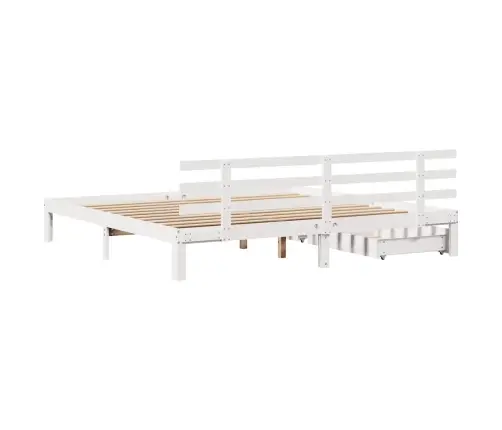 Gultas Rāmis Ar Atvilktnēm, Bez Matrača, Balts, 200X200 Cm Vidaxl