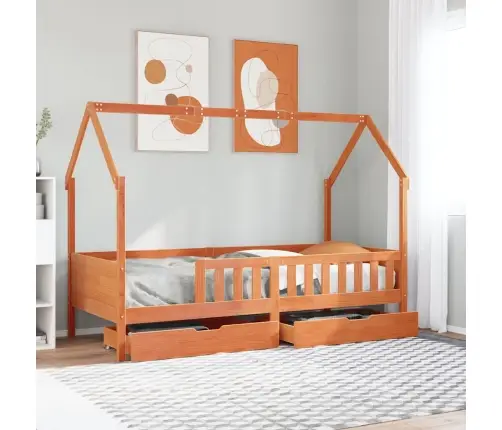 Vaikiškos Lovos Rėmas Su Stalčiais, 80X200cm Pušies Masyvas