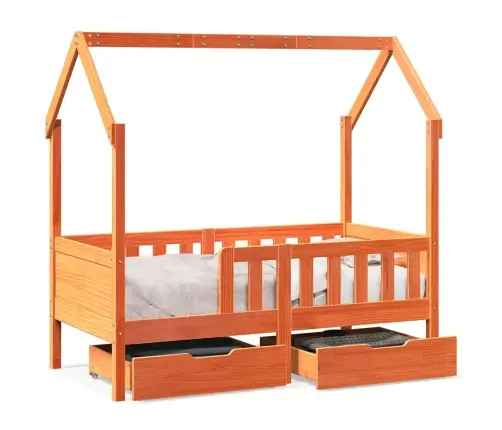 Vaikiškos Lovos Rėmas Su Stalčiais, 80X170cm Pušies Masyvas