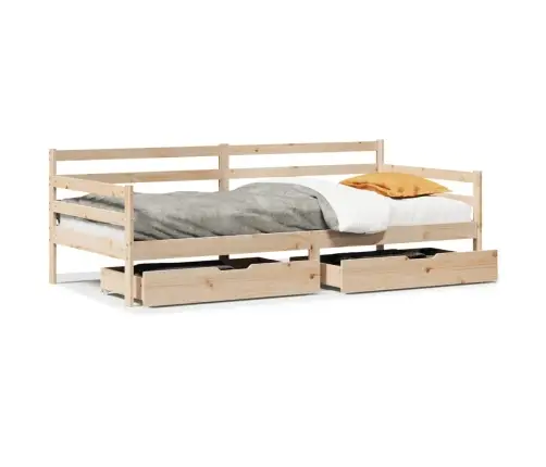 Lova Su Stalčiais, 90X200cm Pušies Medienos Masyvas