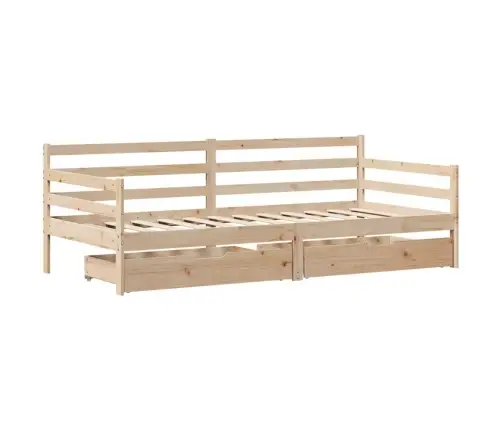 Lova Su Stalčiais, 90X200cm Pušies Medienos Masyvas