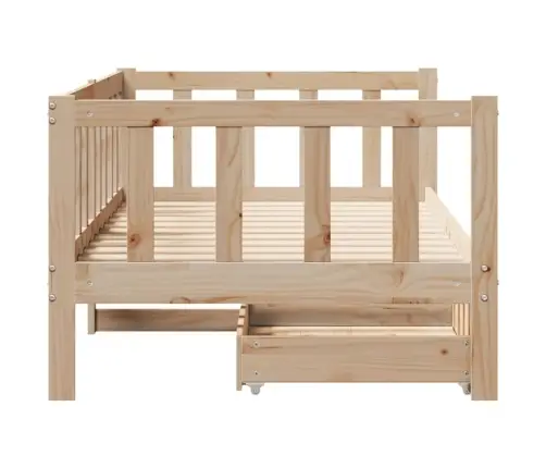 Lova Su Stalčiais, 90X200cm Pušies Medienos Masyvas