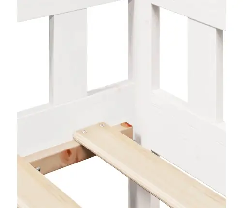 Lova Su Stalčiais, Balta, 90X200cm Pušies Medienos Masyvas