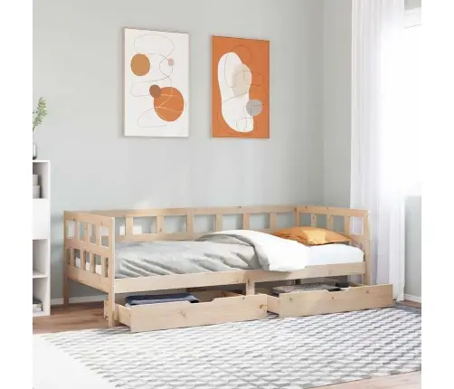 Gulta Ar Atvilktnēm, Bez Matrača, 90X190 Cm, Masīvkoks Vidaxl