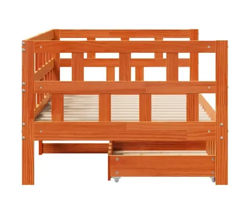 Kušetė Su Stalčiais Be Čiužinio, Vaško Ruda, 90X200cm Medienos