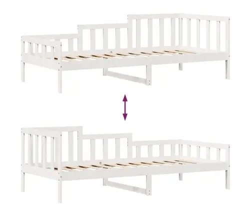 Gulta Ar Atvilktnēm, Bez Matrača, Balts, 90X190 Cm, Masīvkoks Vidaxl