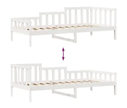 Lova Su Stalčiais, Balta, 90X200cm Pušies Medienos Masyvas