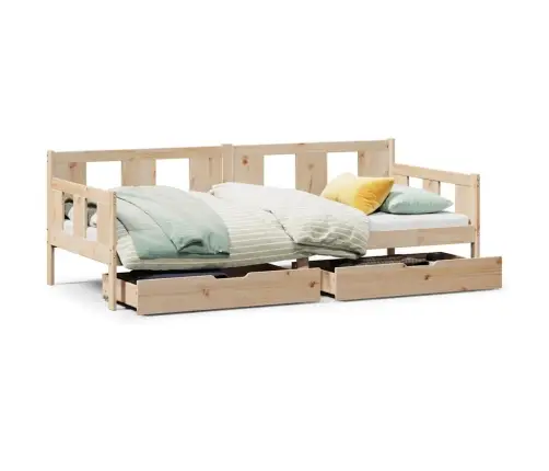 Lova Su Stalčiais, 90X200cm Pušies Medienos Masyvas