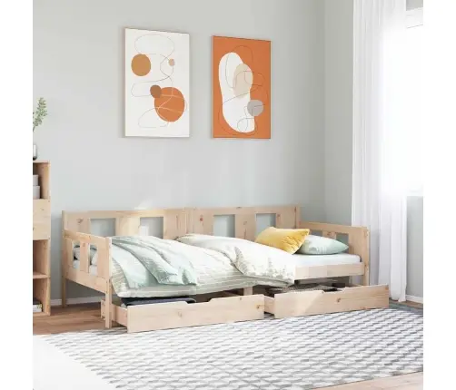 Lova Su Stalčiais, 90X190cm Pušies Medienos Masyvas