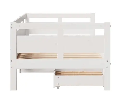 Lova Su Stalčiais, Balta, 90X190cm Pušies Medienos Masyvas