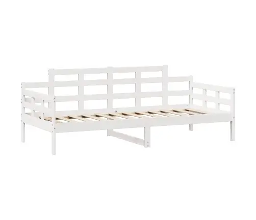 Lova Su Stalčiais, Balta, 90X200cm Pušies Medienos Masyvas