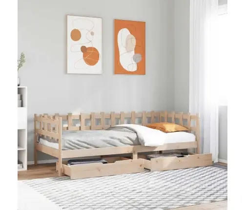 Gulta Ar Atvilktnēm, Bez Matrača, 80X200 Cm, Masīvkoks Vidaxl