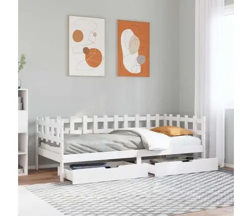 Sahtlitega Päevavoodi, Ilma Madratsita, 80X200 cm Männipuit