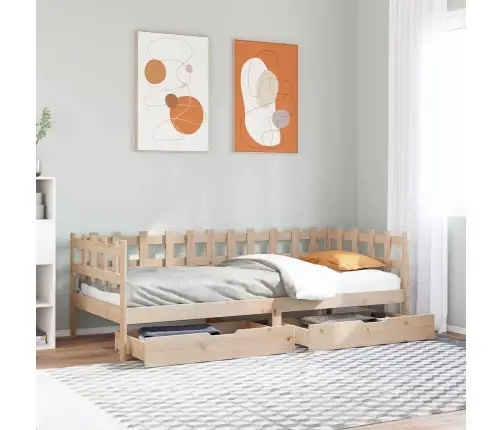 Gulta Ar Atvilktnēm, Bez Matrača, 90X200 Cm, Masīvkoks Vidaxl