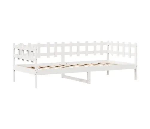 Lova Su Stalčiais, Balta, 90X200cm Pušies Medienos Masyvas