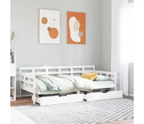 Gulta Ar Atvilktnēm, Bez Matrača, 90X200 Cm, Masīvkoks Vidaxl